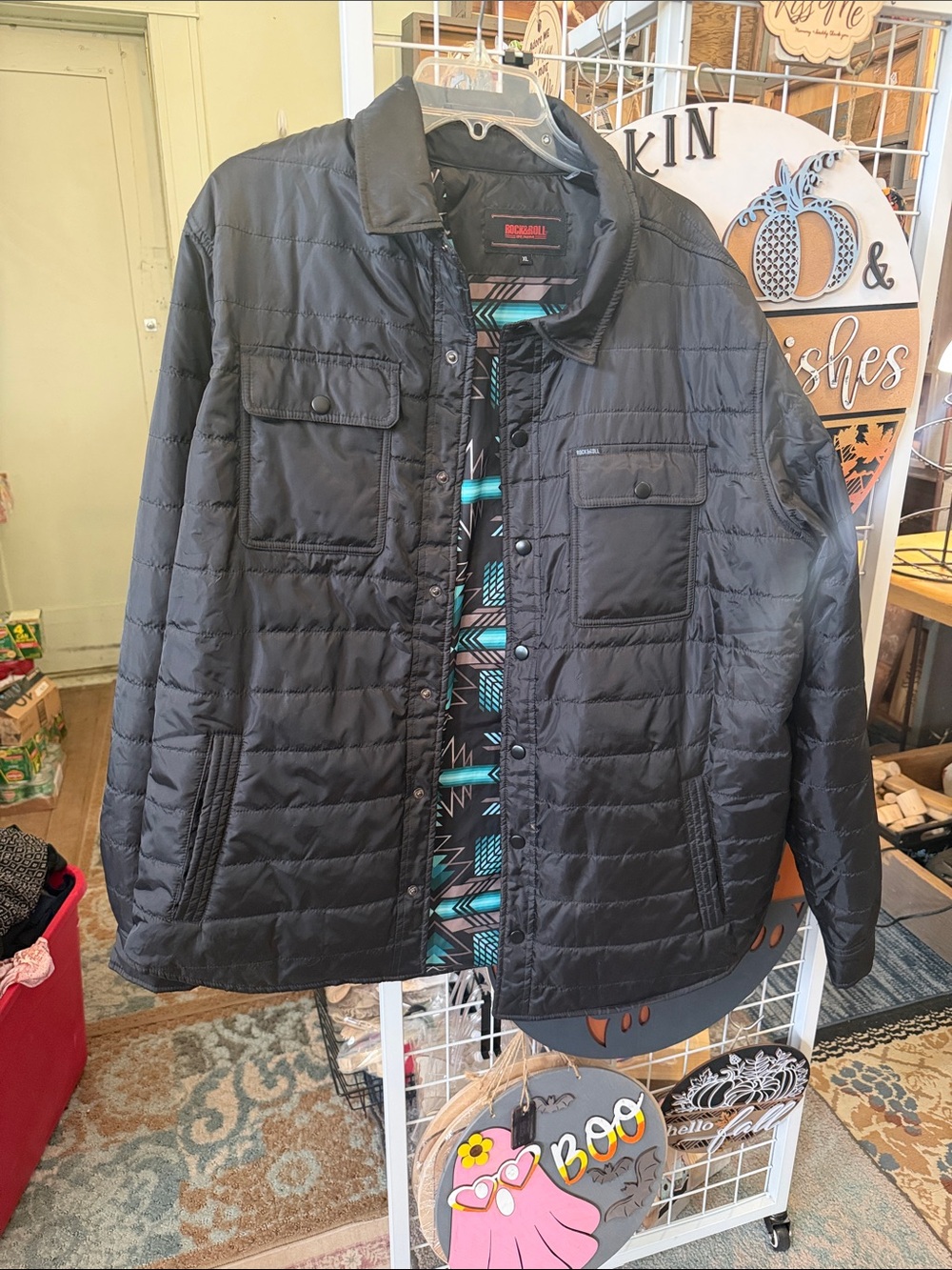 Rock & Roll Denim Quilted Snap-Front Jacket
